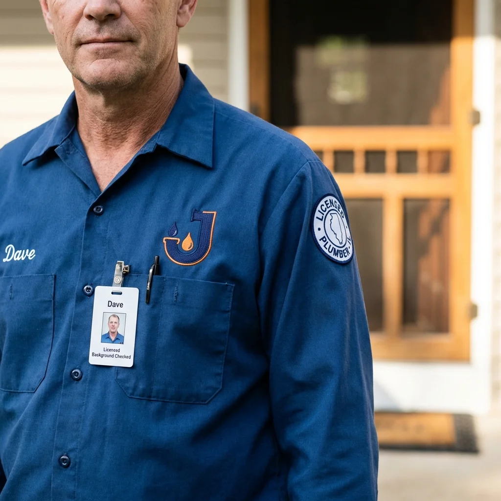 Licensed plumber showing ID badge in Seminole, FL