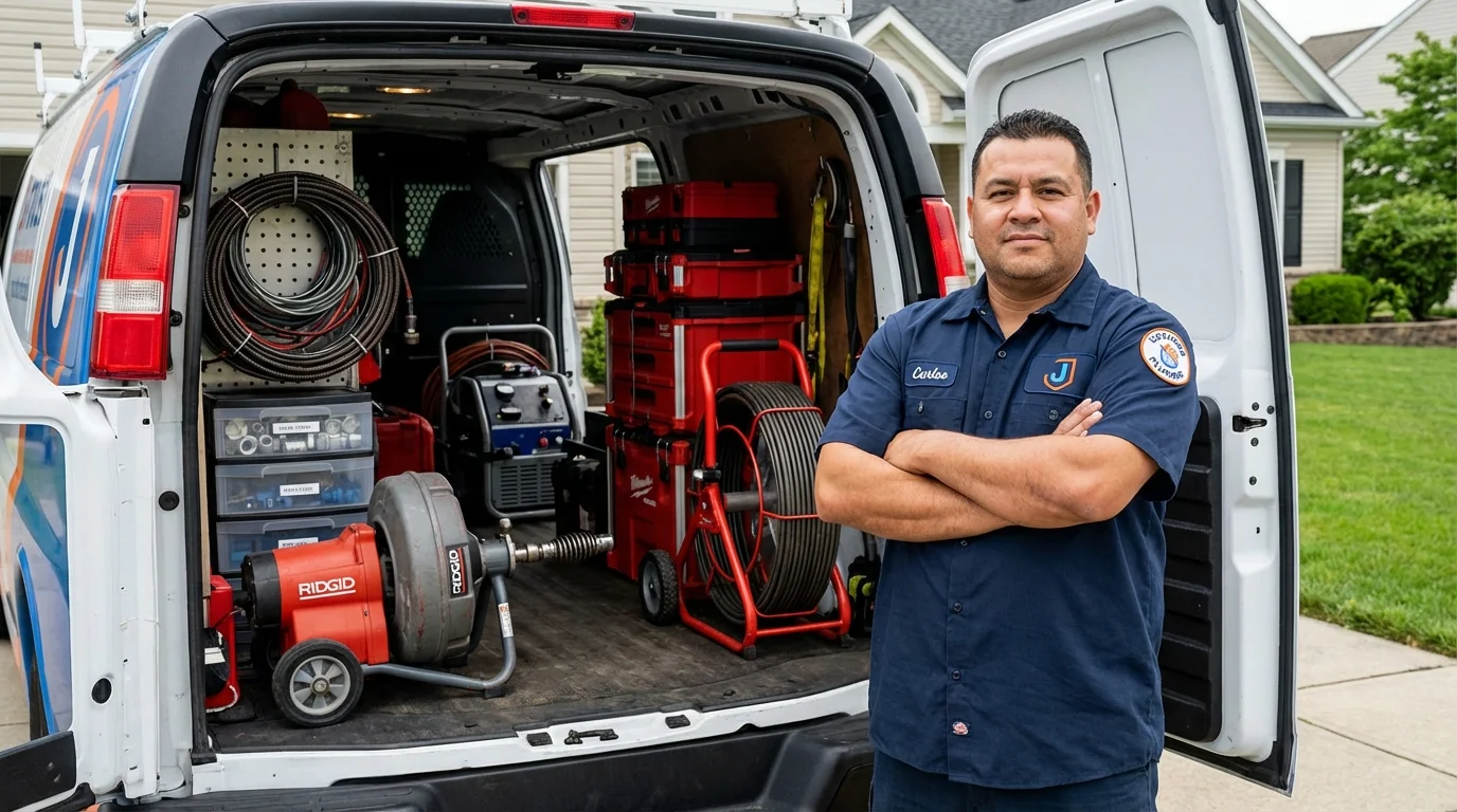 Professional drain cleaning equipment and Johns Plumbing LLC plumber in Seminole