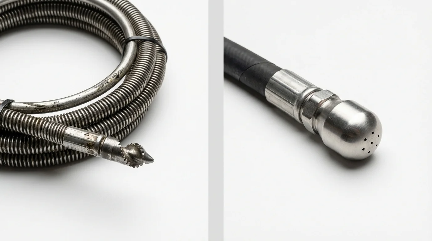 Drain snake cable and hydro jetting nozzle used for drain cleaning in Seminole, FL