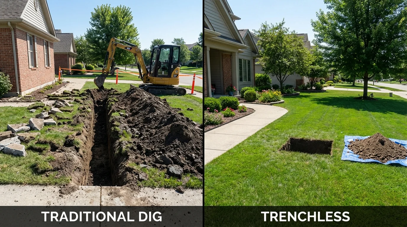 Trenchless sewer repair with minimal yard damage versus traditional excavation in Seminole, FL